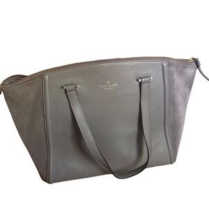 Kate Spade Alanie Lewis Drive‎ Suede Pebbled Leather Gray Shoulder Large Bag